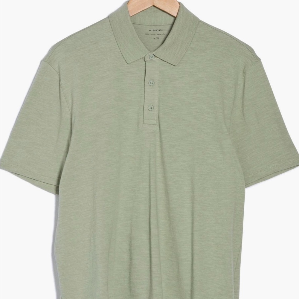 Vince Men's Sage Green Short-Sleeve Polo XXL ( Worn  Once ) Pima Cotton